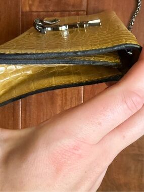 Mustard Yellow Croc-Embossed Crossbody Bag